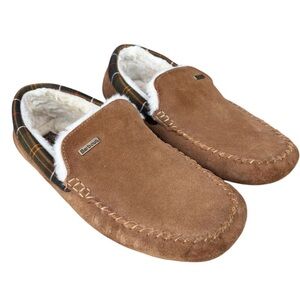 Barbour Monty Suede Plaid Moccasin Slipper Size 9